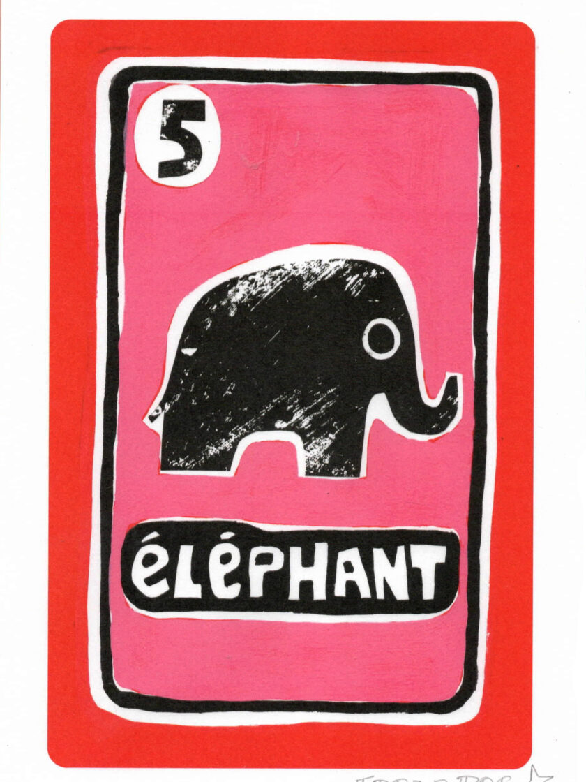 Print Eléphant du Grand Oracle des 7 Familles, crée et édité par Frede Poc